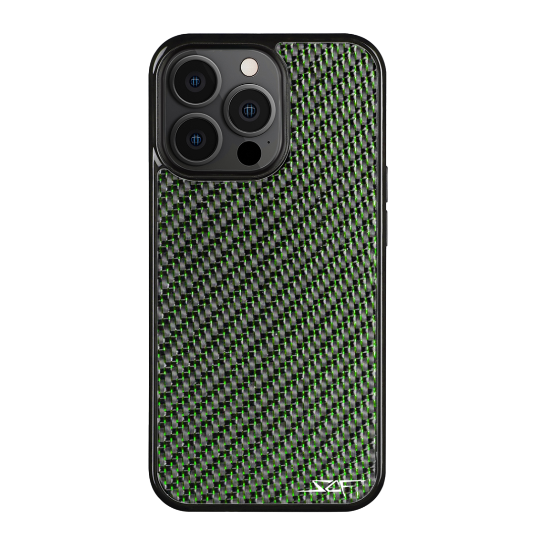 iPhone | Green Laced Real Carbon Fiber Phone Case | CLASSIC Series | US SHIPPING