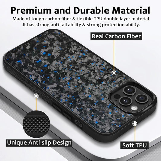 Blue Fragment | Forged Carbon Fiber | iPhone Case | INTERNATIONAL LONGER SHIPPING