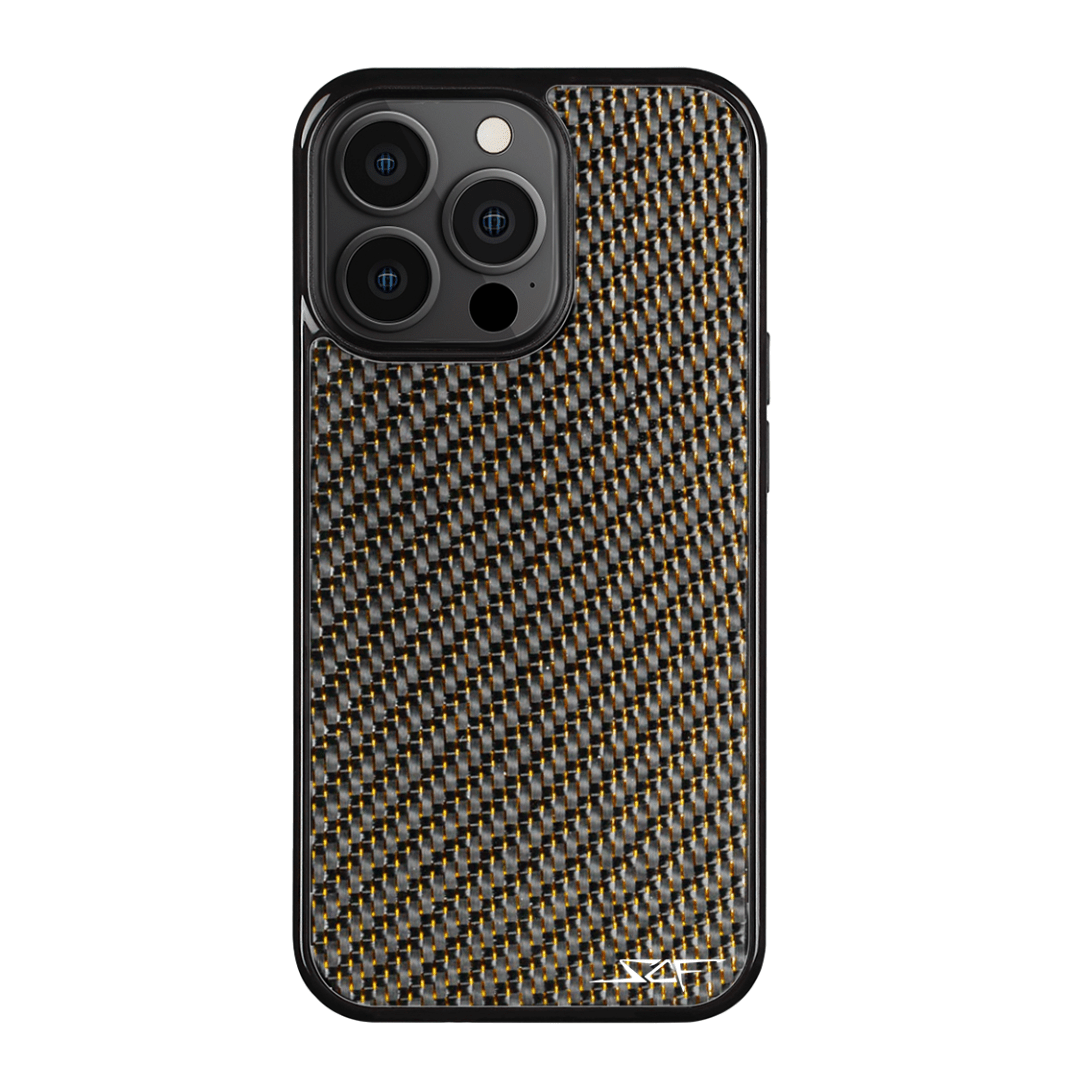 iPhone | Gold Laced Real Carbon Fiber Phone Case | CLASSIC Series | US SHIPPING