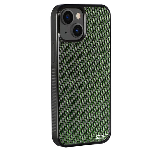 iPhone | Green Laced Real Carbon Fiber Phone Case | CLASSIC Series | US SHIPPING