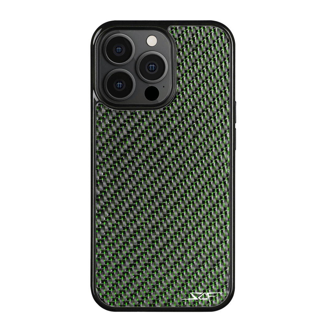 iPhone | Green Laced Real Carbon Fiber Phone Case | CLASSIC Series | US SHIPPING