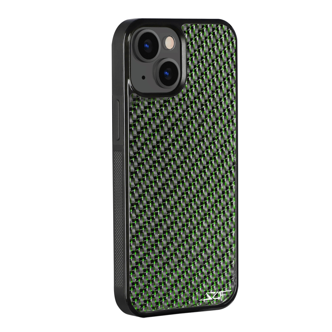 iPhone | Green Laced Real Carbon Fiber Phone Case | CLASSIC Series | US SHIPPING
